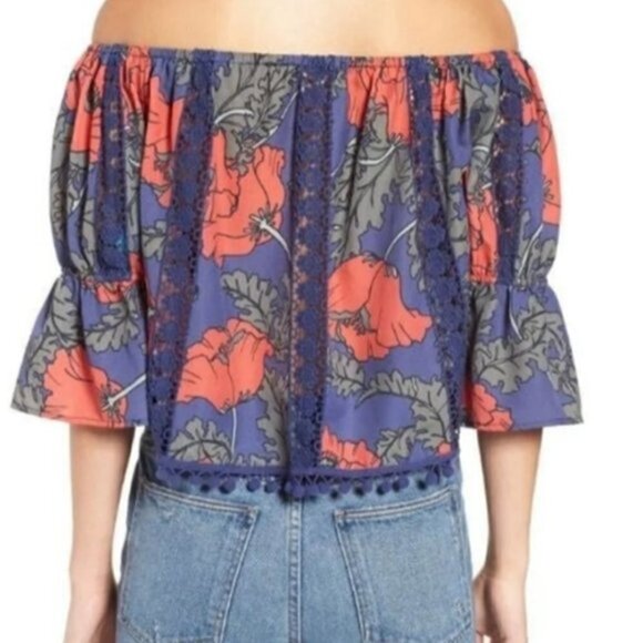 Tularosa Alexa Off the‎ Shoulder Floral Crop Top XS - Picture 2 of 8